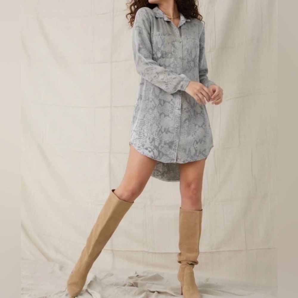 NWT Bella Dahl Hipster in Hand Painted Snake Print Shirt Dress Medium